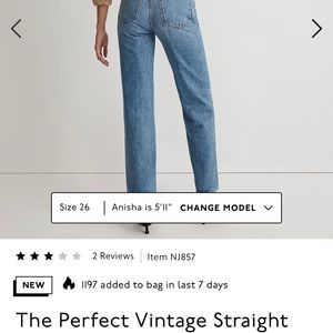 NWT MADEWELL THE PERFECT VINTAGE STRAIGHT JEAN